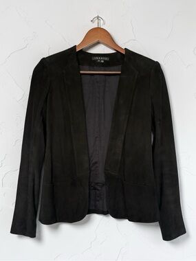 Theory Black Genuine Suede Lamb Leather Blazer Sz 00